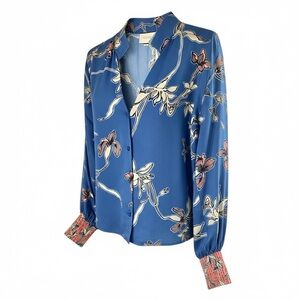 Alexis Iris Floral Blue Women's Top Size L